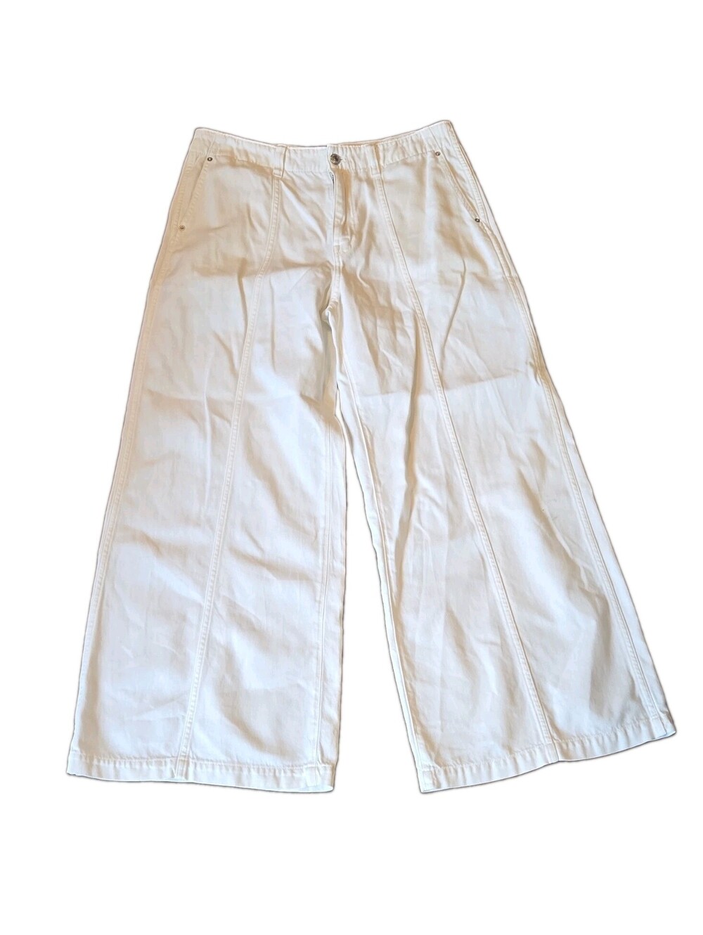 Madewell wide sweep trouser high rise pants white business casual sz 29